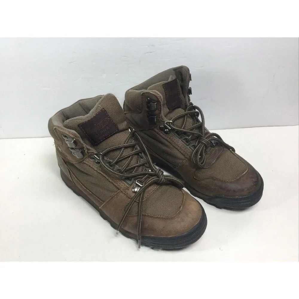 Vasque Alpha Mens Size 6.5 Hiking Boots 7429 Brown Leather / Nylon Lace Up Trail